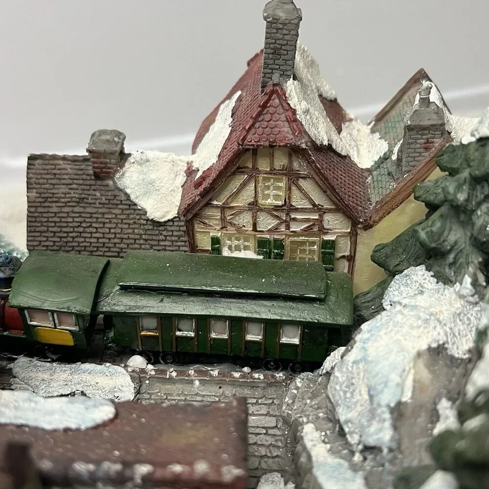 Fiber Optic Christmas Village Light Up Town Scene Vintage Y2K Train Station